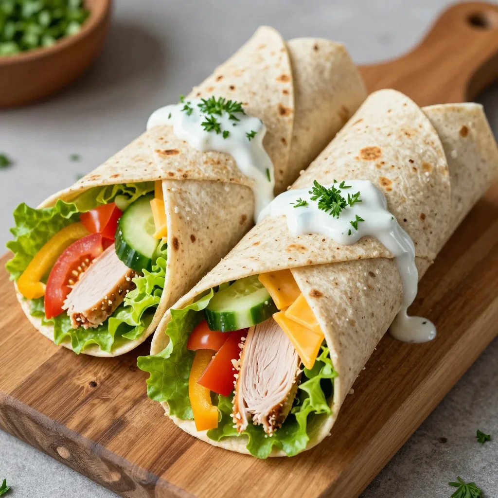 Healthy Turkey and Cheese Wraps for Lunch