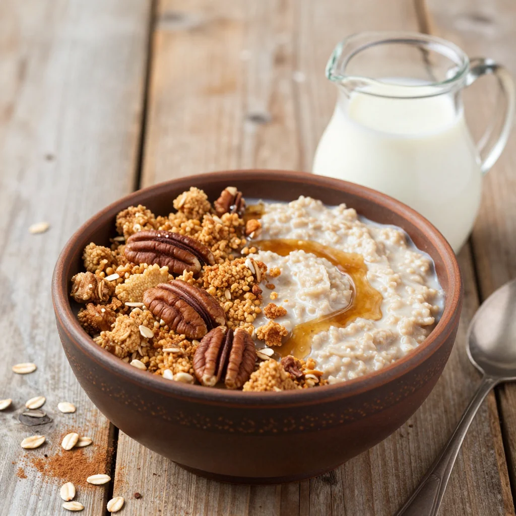 Warm Apple Crumble Oatmeal for a Healthy Breakfast