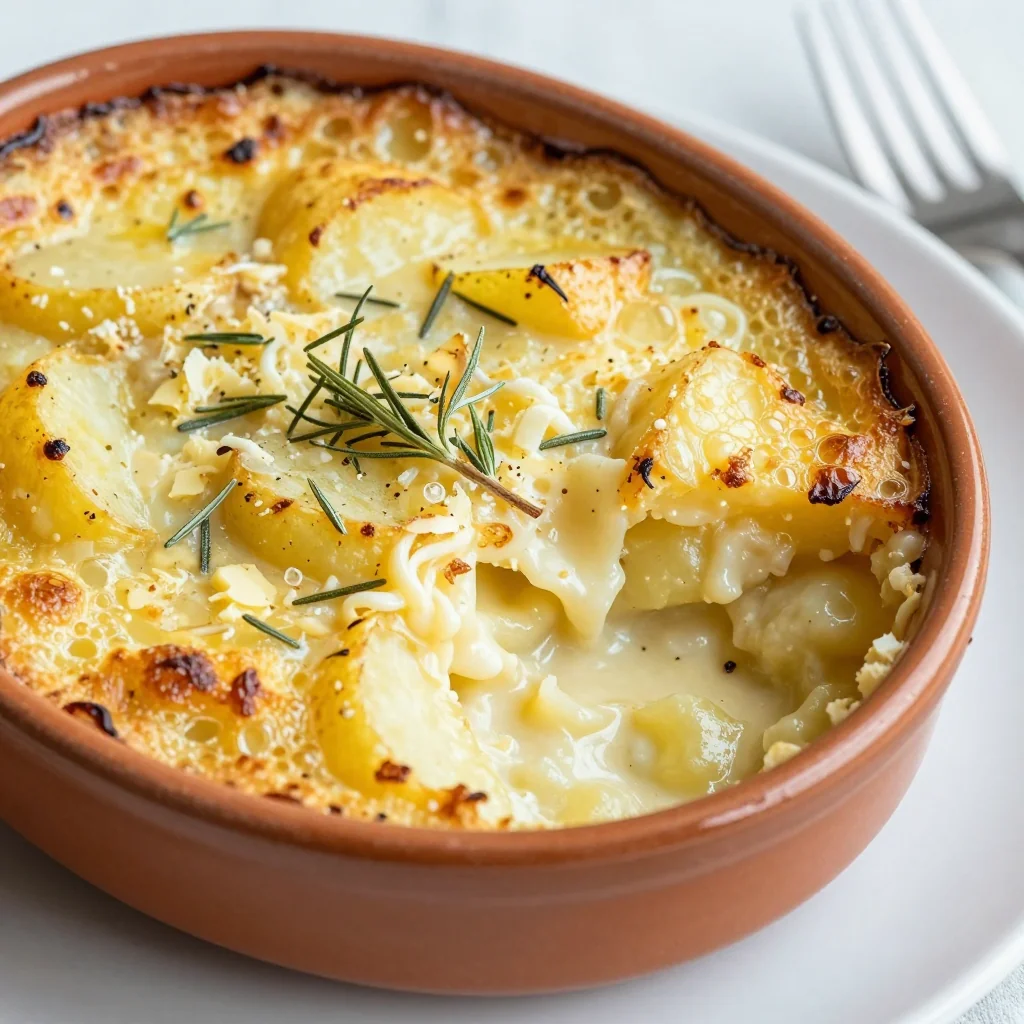 creamy garlic and rosemary baked potato gratin for warm january dinners