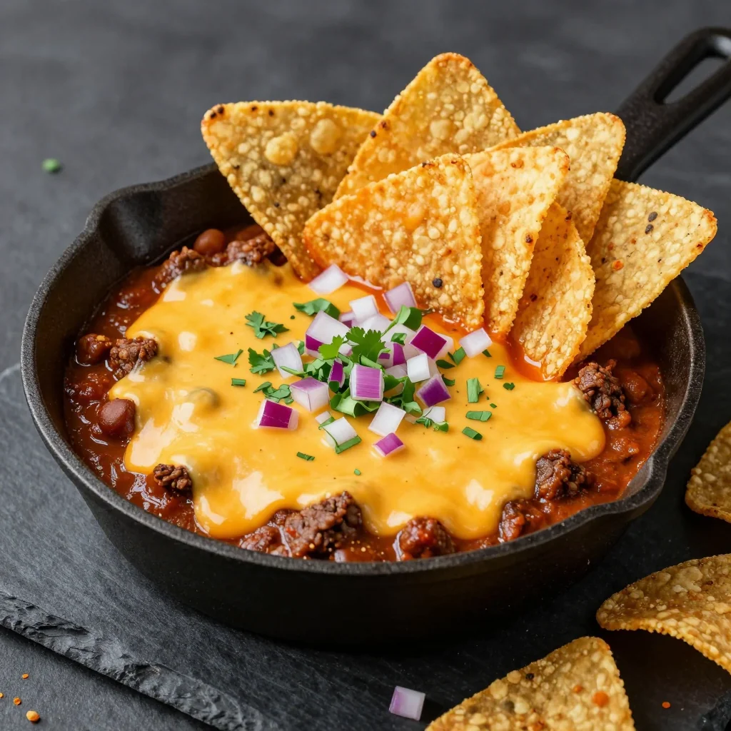 NFL Playoff Game Day Chili Cheese Dip for the Whole Team