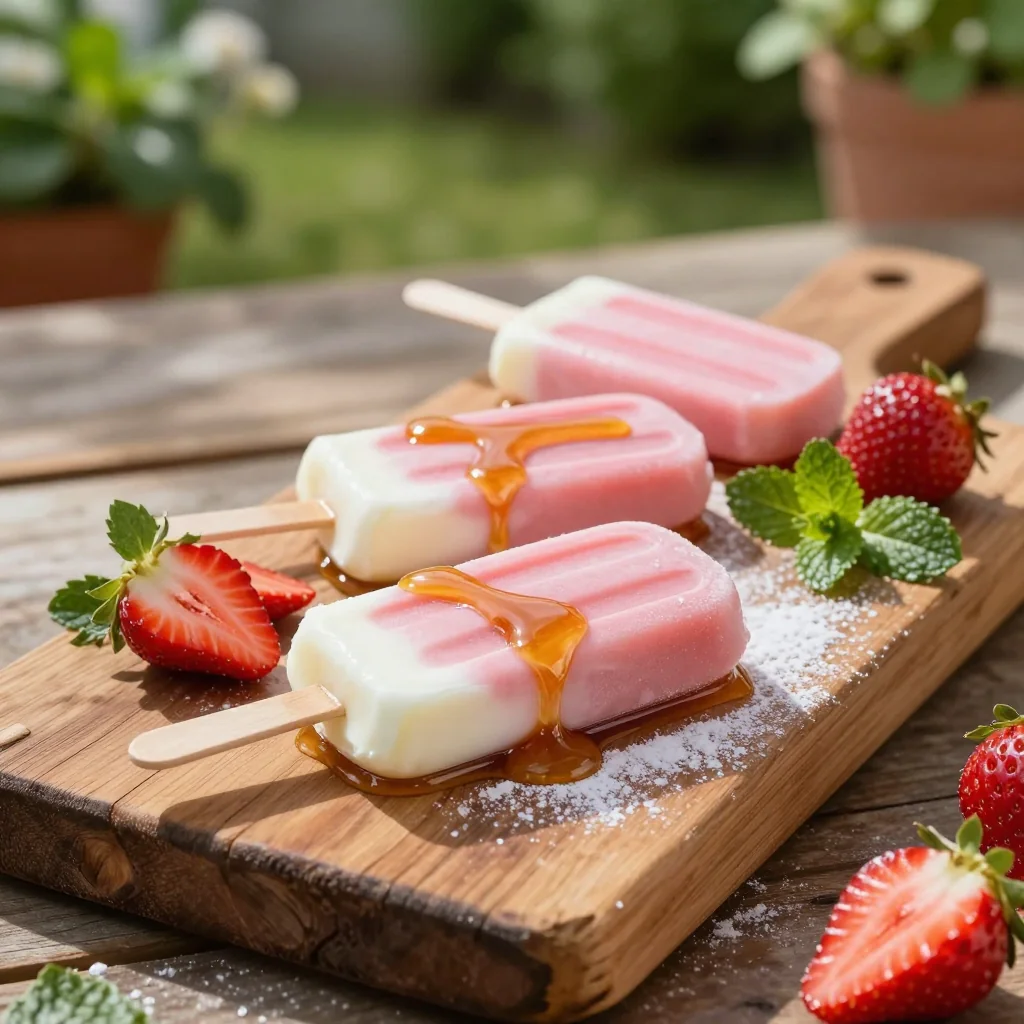 Strawberry Yogurt Popsicles with Honey
