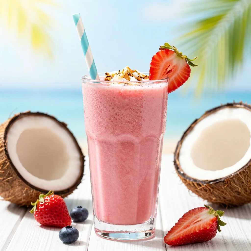 Detox Strawberry Coconut Smoothie for Tropical January Vibes