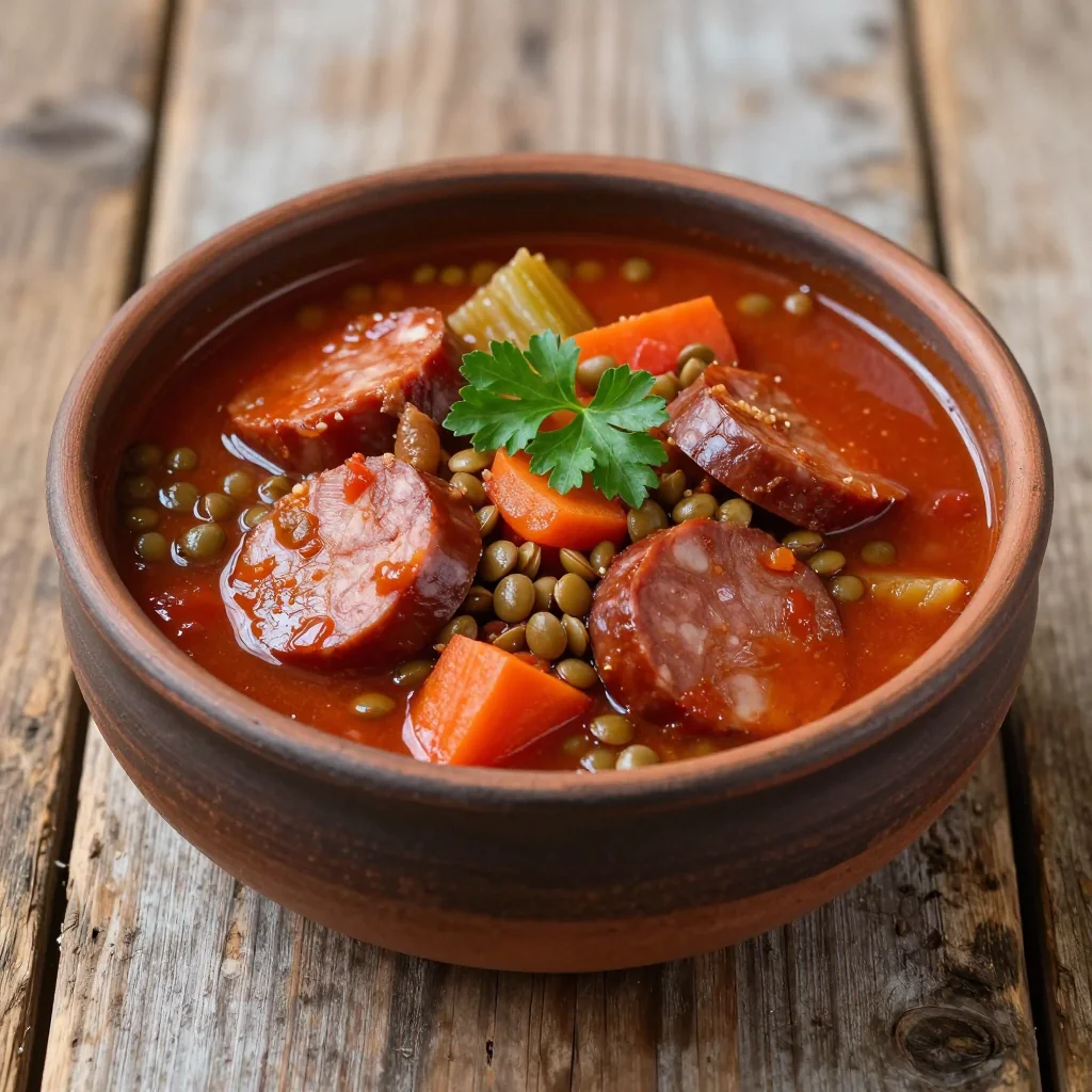 New Year Reset Freezer Meal Lentil and Sausage Stew for Health