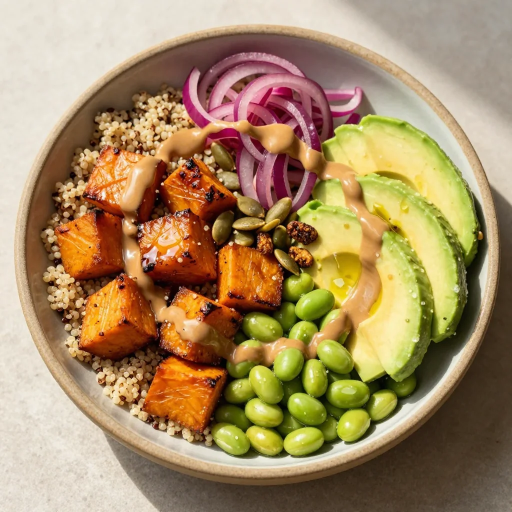 Meal Prep Vegan Buddha Bowl with Roasted Sweet Potato