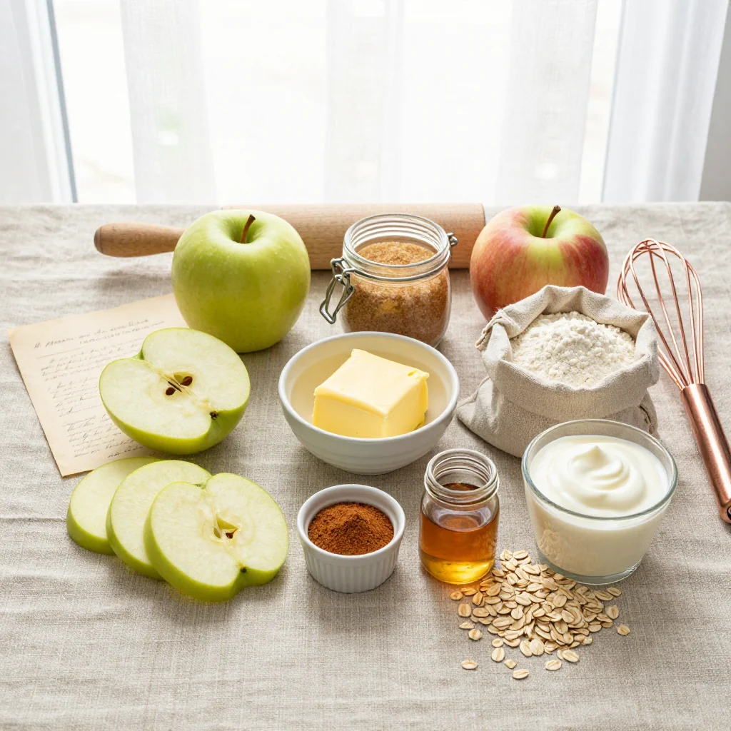 All ingredients for Irish Apple Cake with Warm Custard Sauce