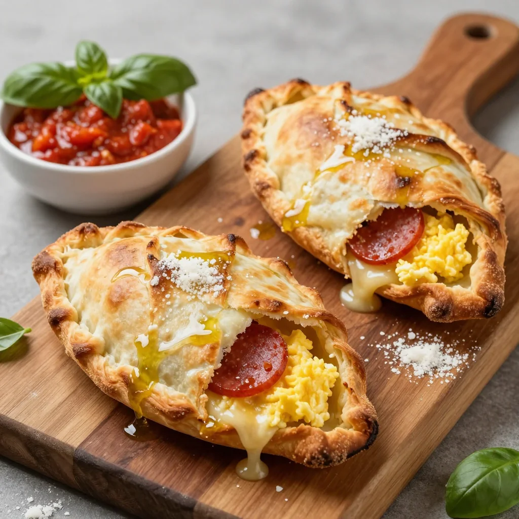 Freezer-Friendly Breakfast Calzones with Pepperoni