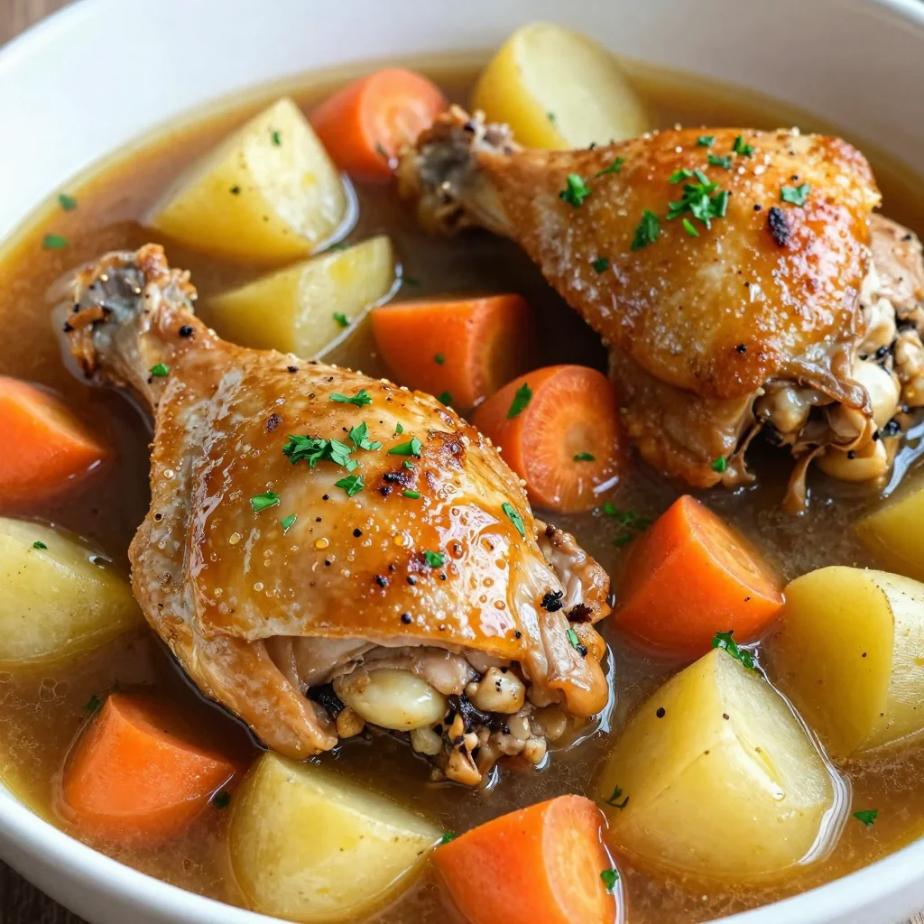 budgetfriendly garlic and herb chicken stew with root vegetables