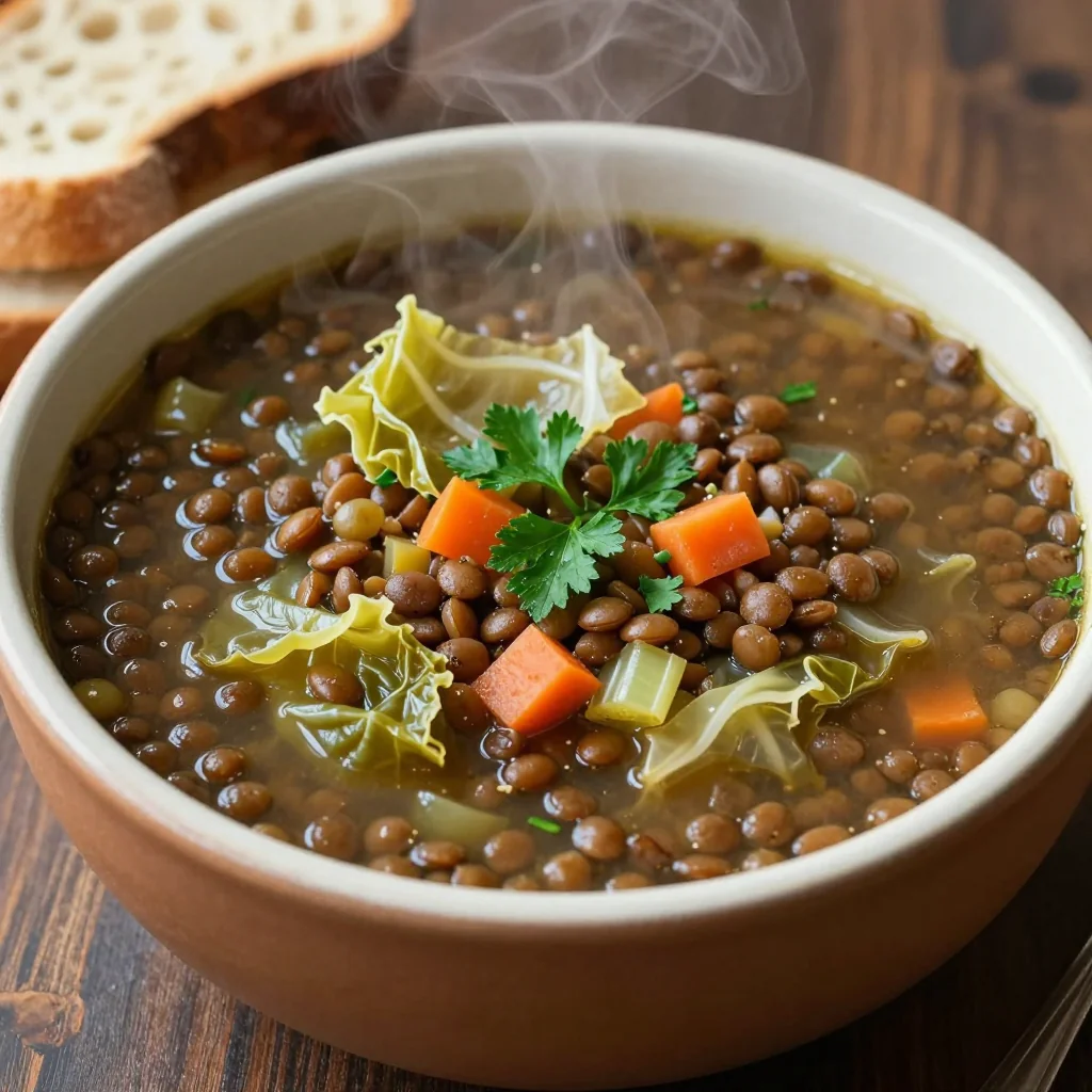 slow cooker hearty lentil and cabbage soup for family dinners