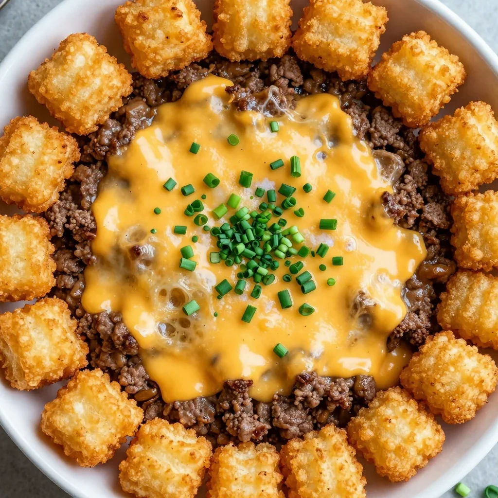 Cheesy Ground Beef Casserole with Tater Tot Topping