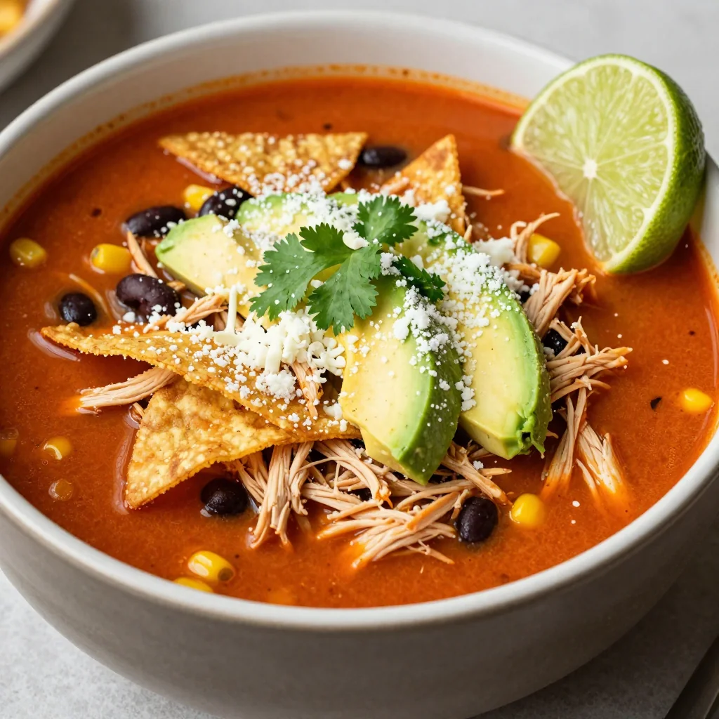 Slow Cooker Chicken Tortilla Soup That Is Full Of Flavor And Toppings
