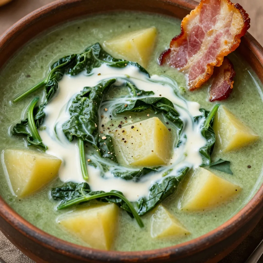 warm spinach and potato soup perfect for chilly winter evenings