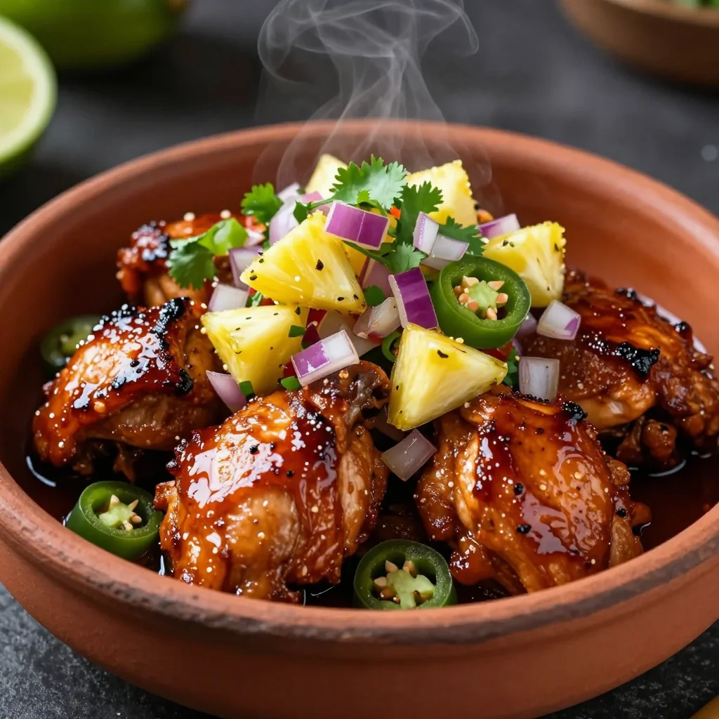 Easy Slow Cooker Chicken Adobo with Pineapple Salsa