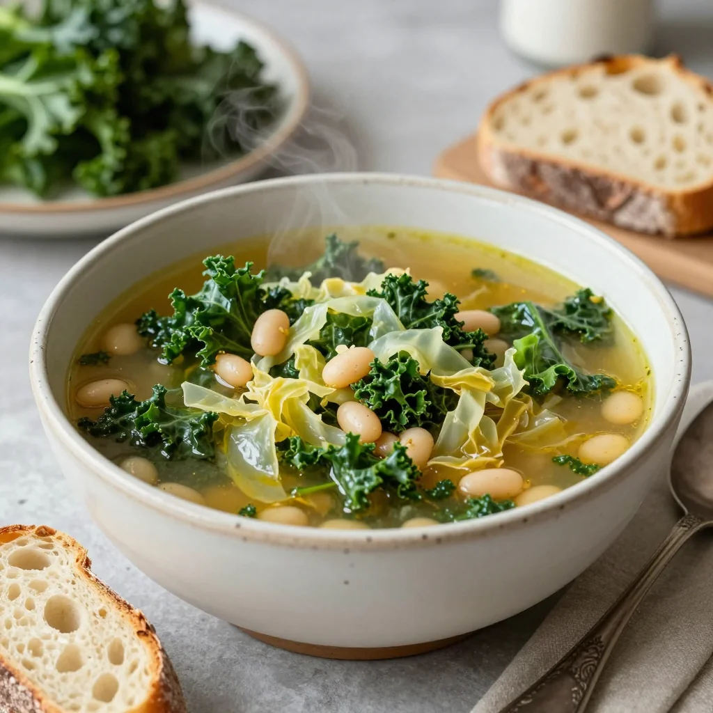 cozy onepot cabbage and kale soup with garlic for chilly january nights