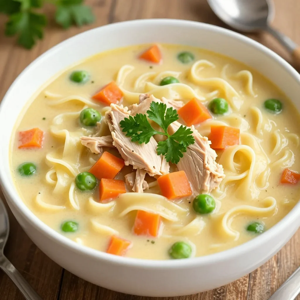 One Pot Creamy Chicken Noodle Soup for Winter Sick Days