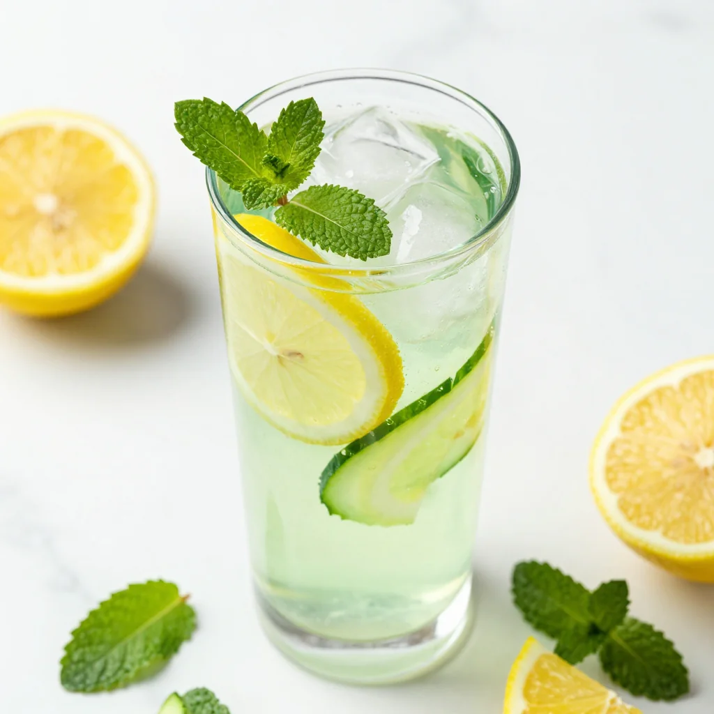 Healthy Detox Drink with Lemon Cucumber and Mint