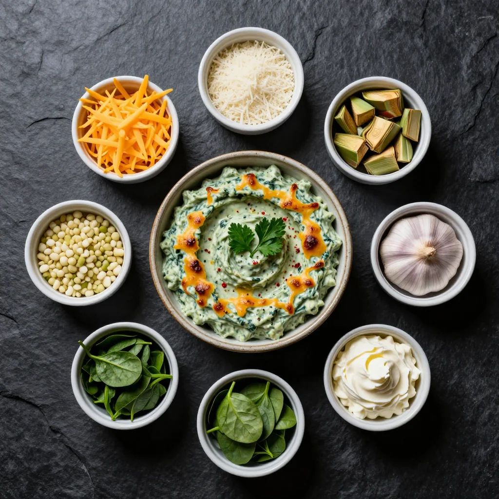 Ingredients for NFL Playoff Creamy Spinach Artichoke Dip