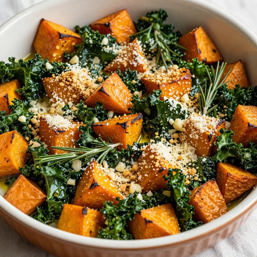garlic herb roasted sweet potato and kale casserole for family suppers