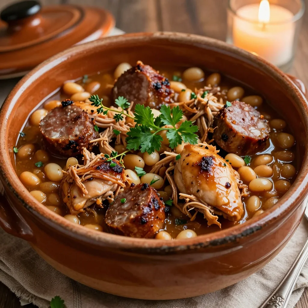 Slow Cooker Chicken and Sausage Cassoulet for French Night