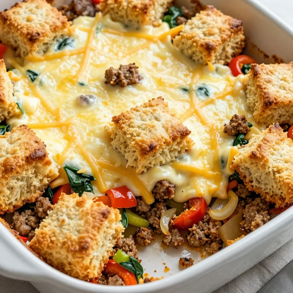 Freezer Prep Breakfast Casserole with Biscuits and Sausage