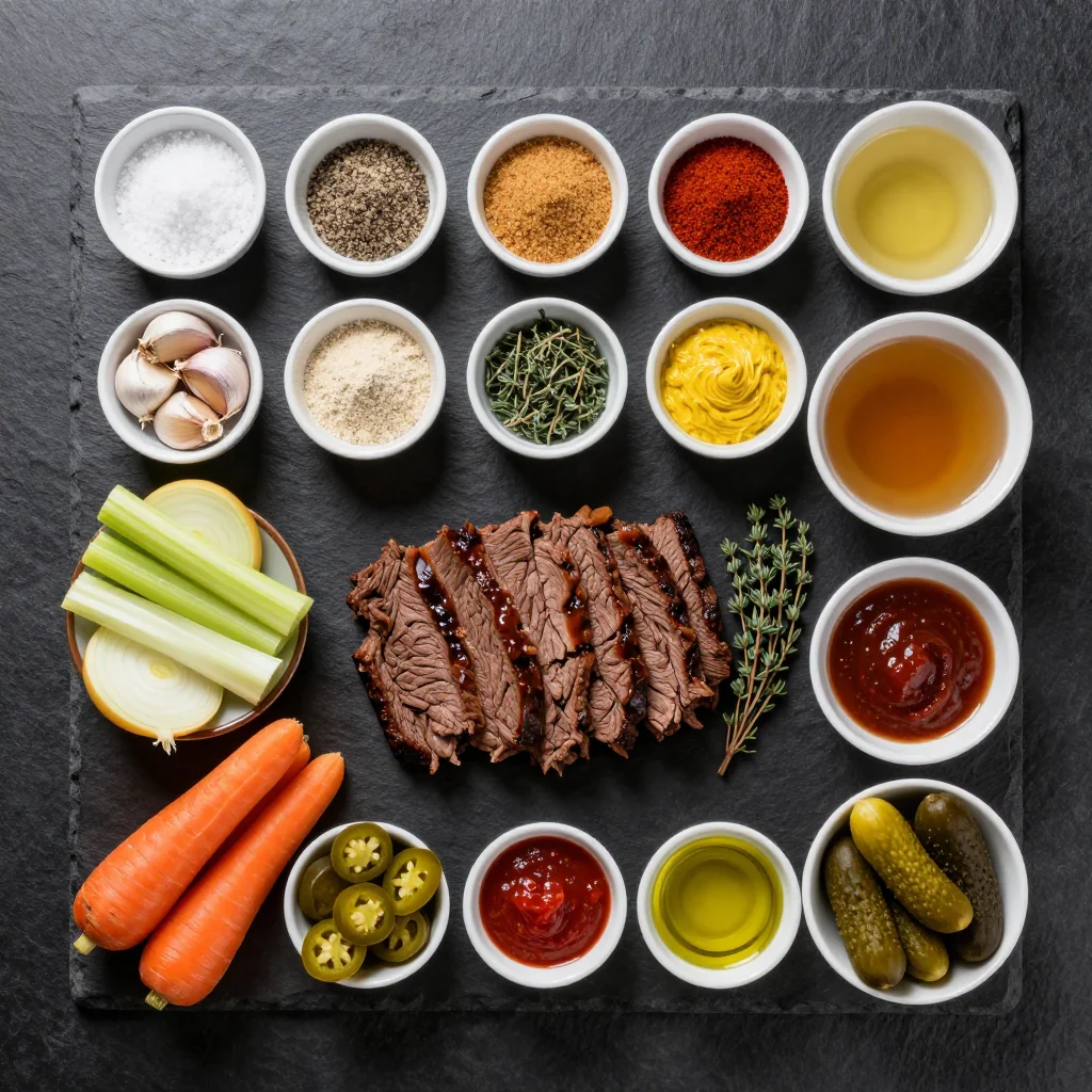 Ingredients laid out for Slow Cooker Beef Brisket