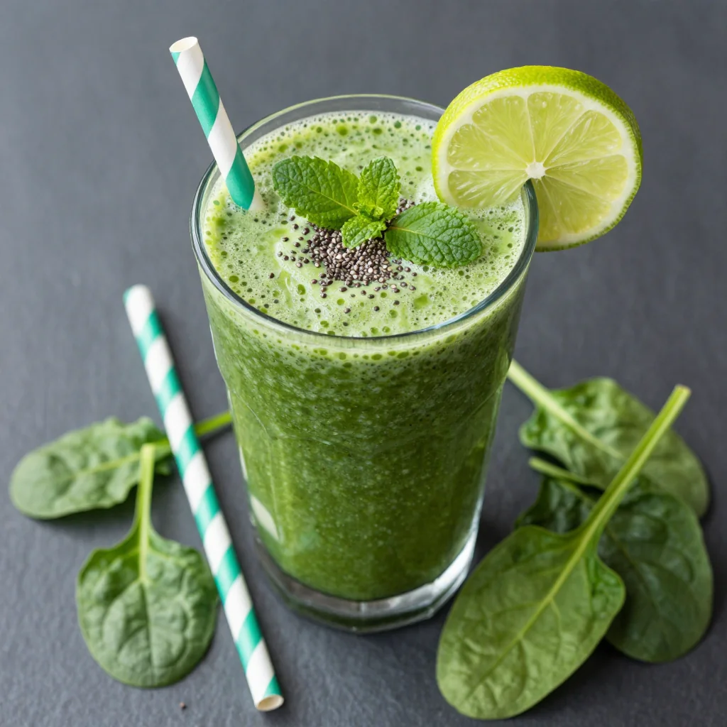 Green Detox Smoothie with Spinach and Mint