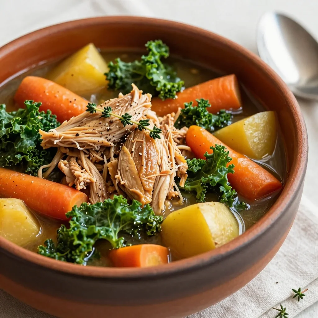 easy meal prep chicken and kale stew with root vegetables for family meals
