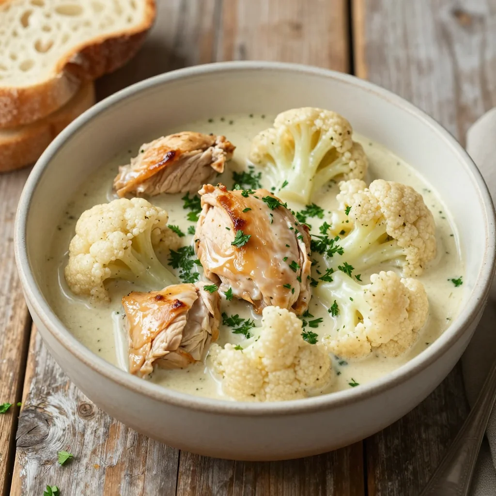 One Pot Creamy Chicken and Cauliflower for Light