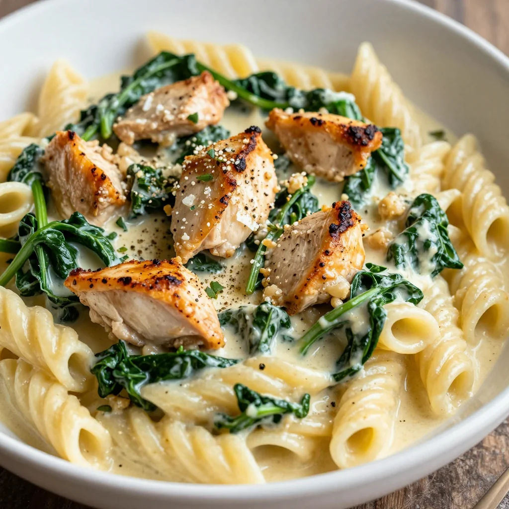 Creamy Chicken and Spinach Pasta for One Pot