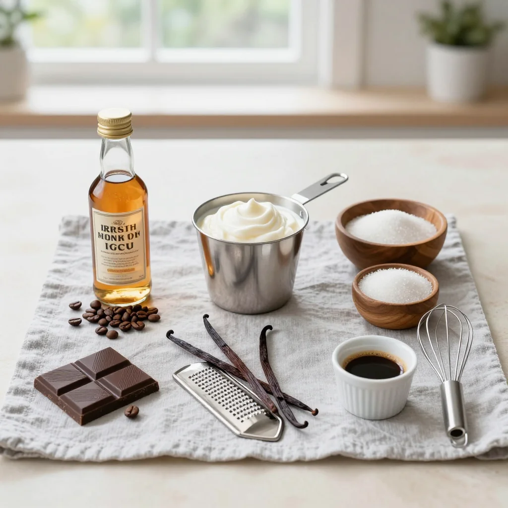 All ingredients for Irish Coffee Ice Cream Homemade