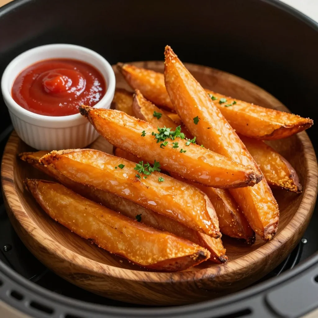 Air Fryer Sweet Potato Fries With Ketchup