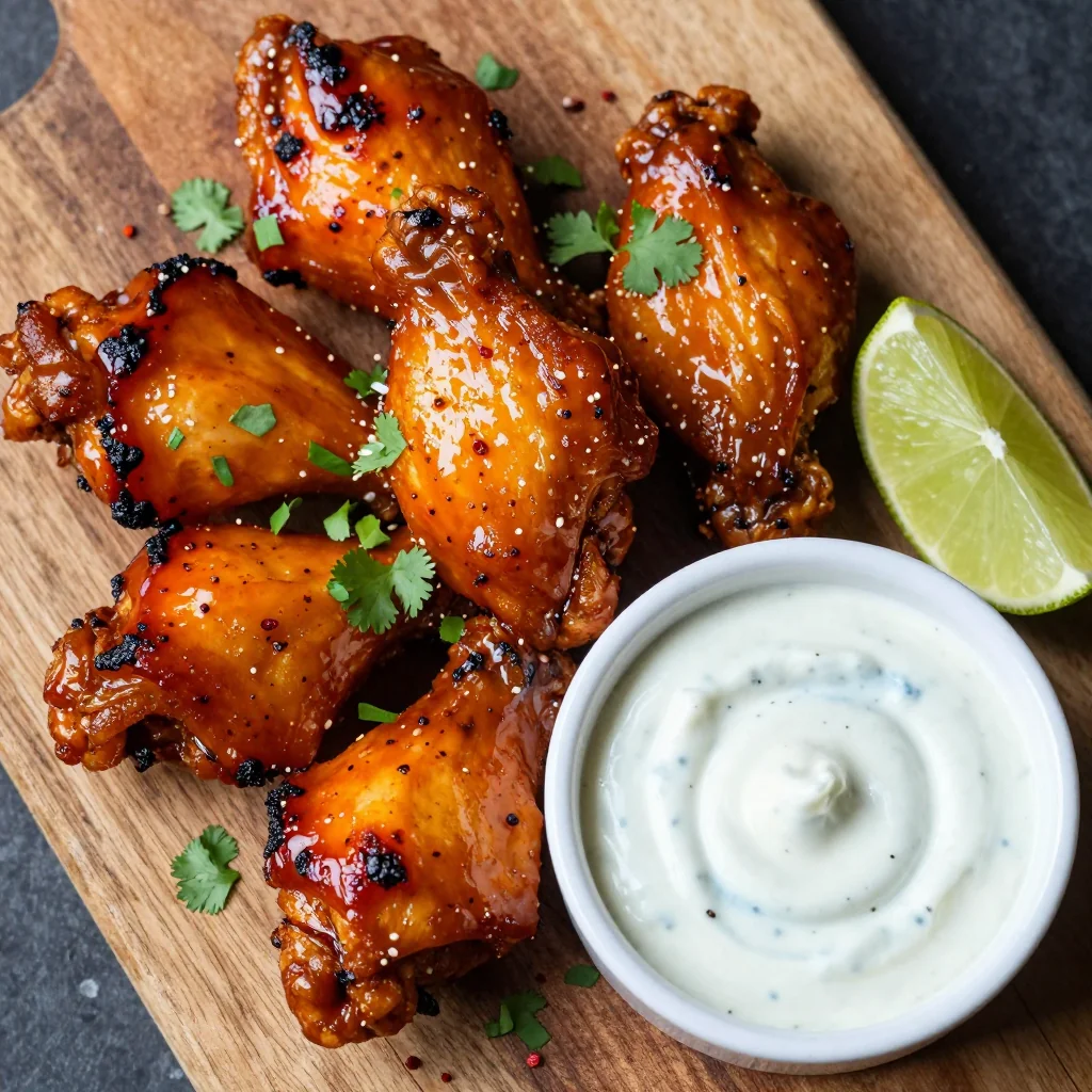 NFL Playoff Chili Lime Chicken Wings with a Blue Cheese Dipping Sauce