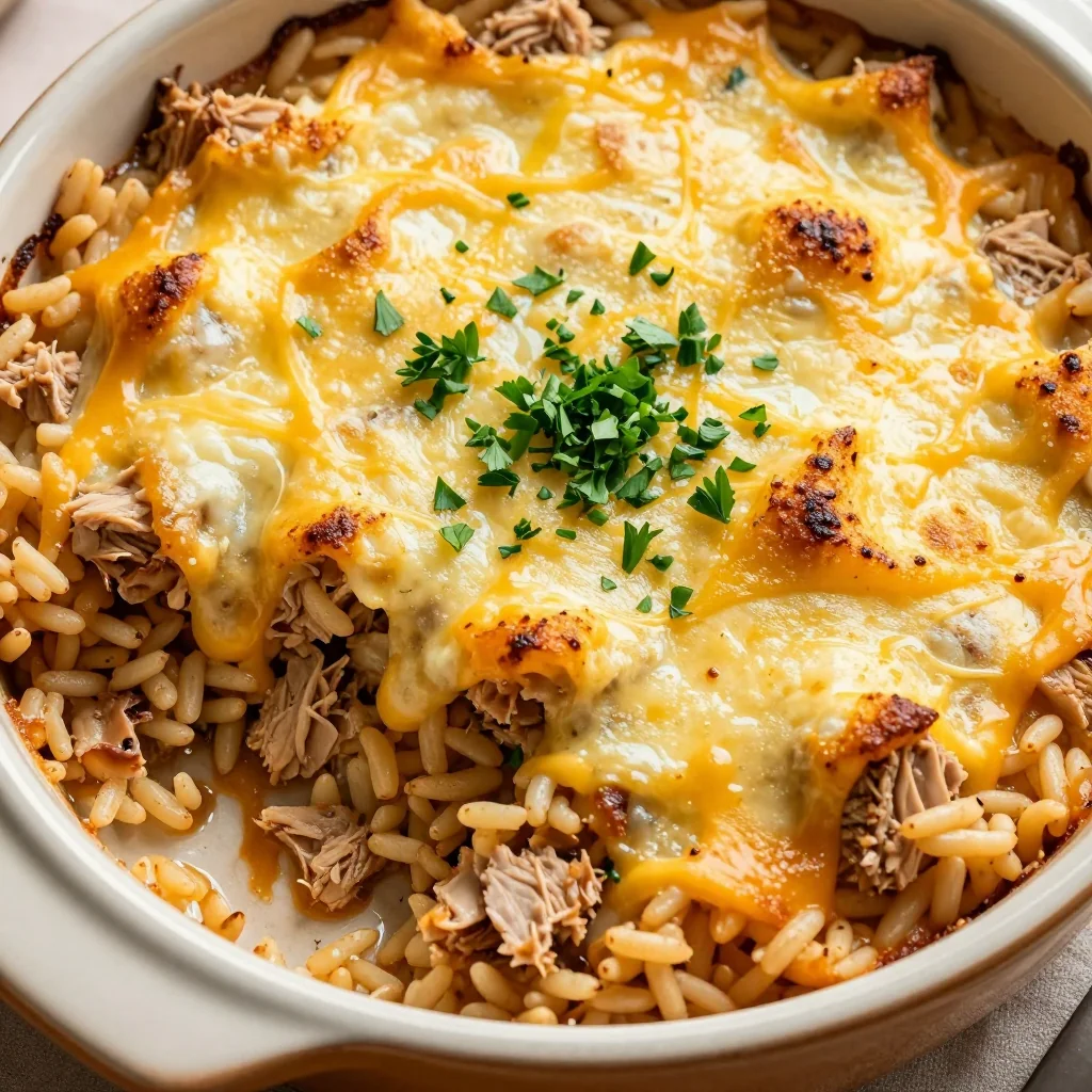 Budget Pantry Tuna and Rice Casserole with Cheese