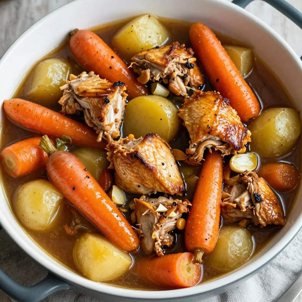 cozy slow cooker turkey and winter vegetable casserole with garlic