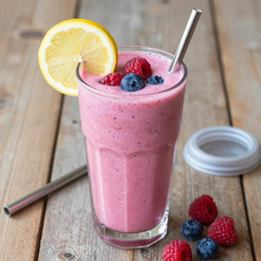 Lemon Berry Smoothie For Breakfast On The Go