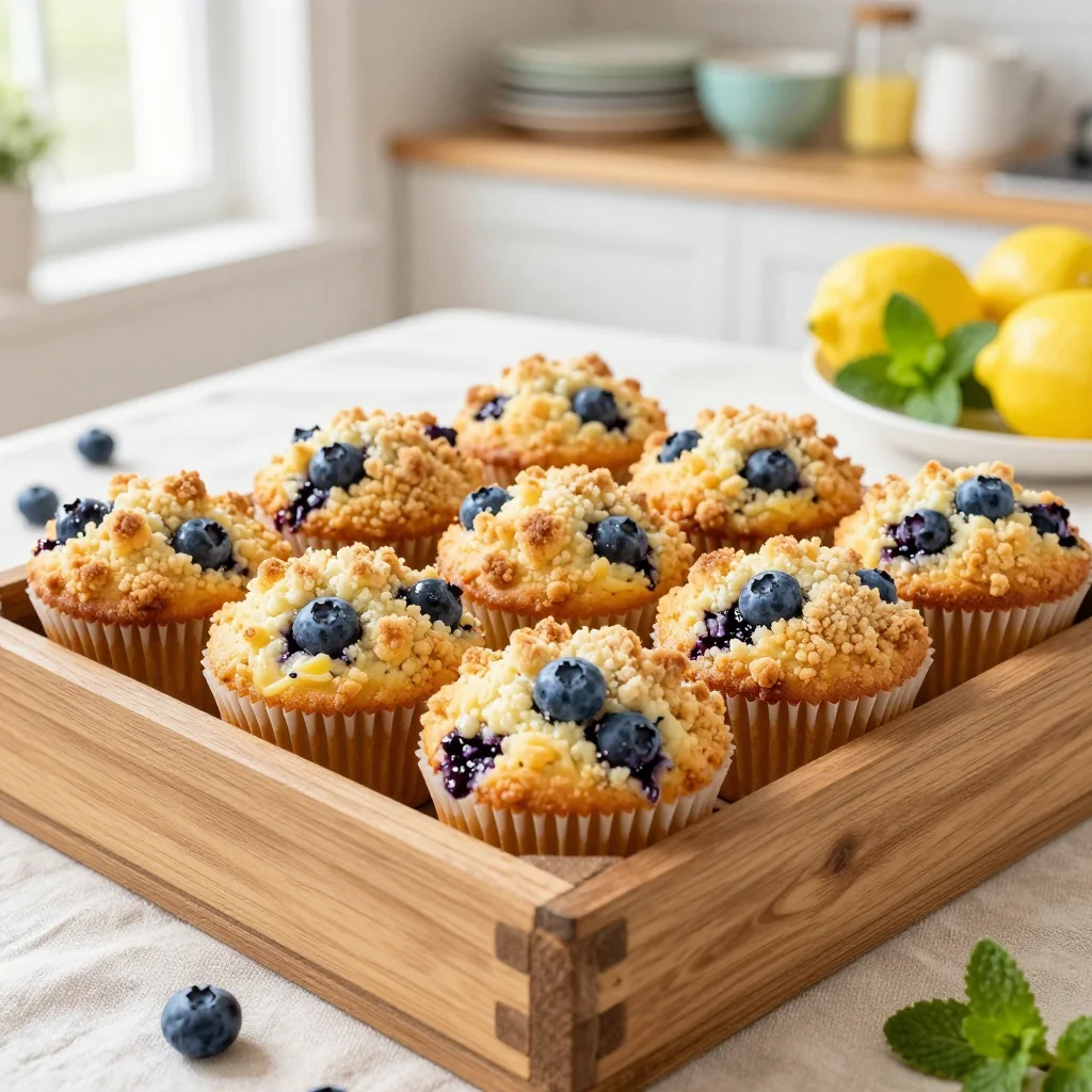 Lemon Blueberry Muffins with Streusel Crumb Topping