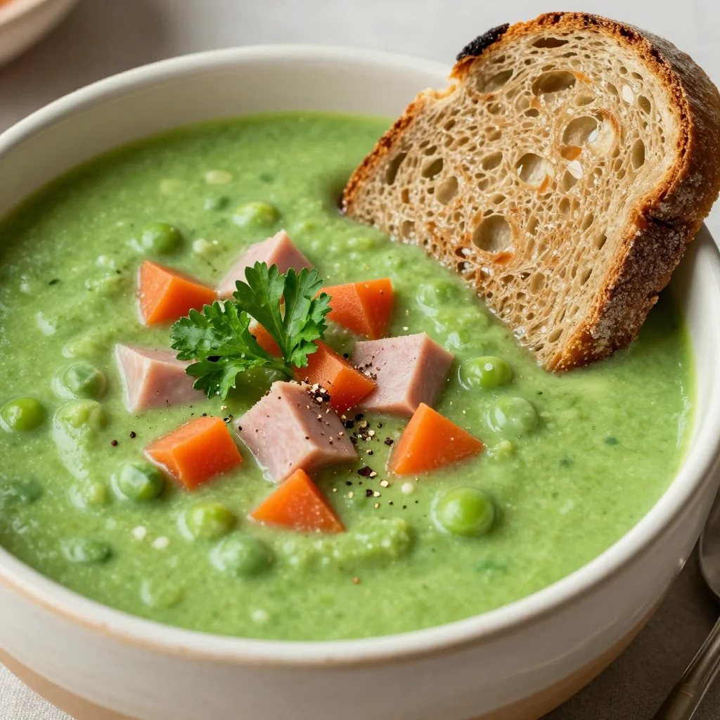 Hearty Split Pea Soup for NFL Playoff Cold Weather Lunch