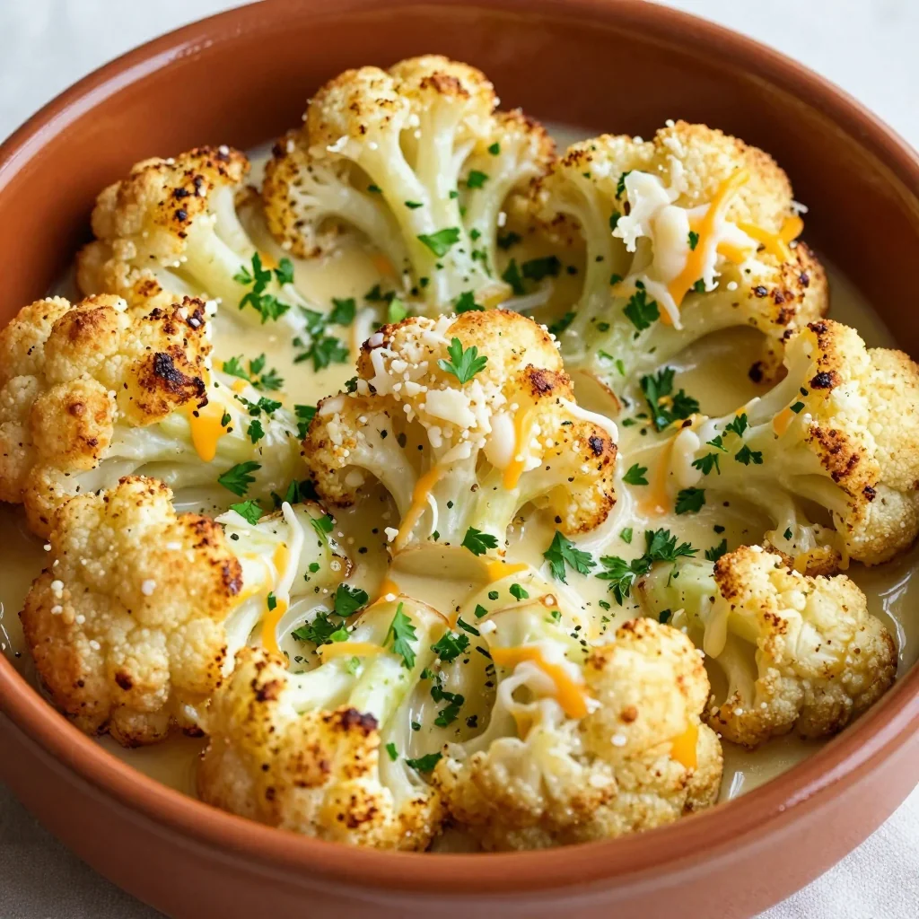 Cheesy Baked Cauliflower for a Clean Eating Dinner Side