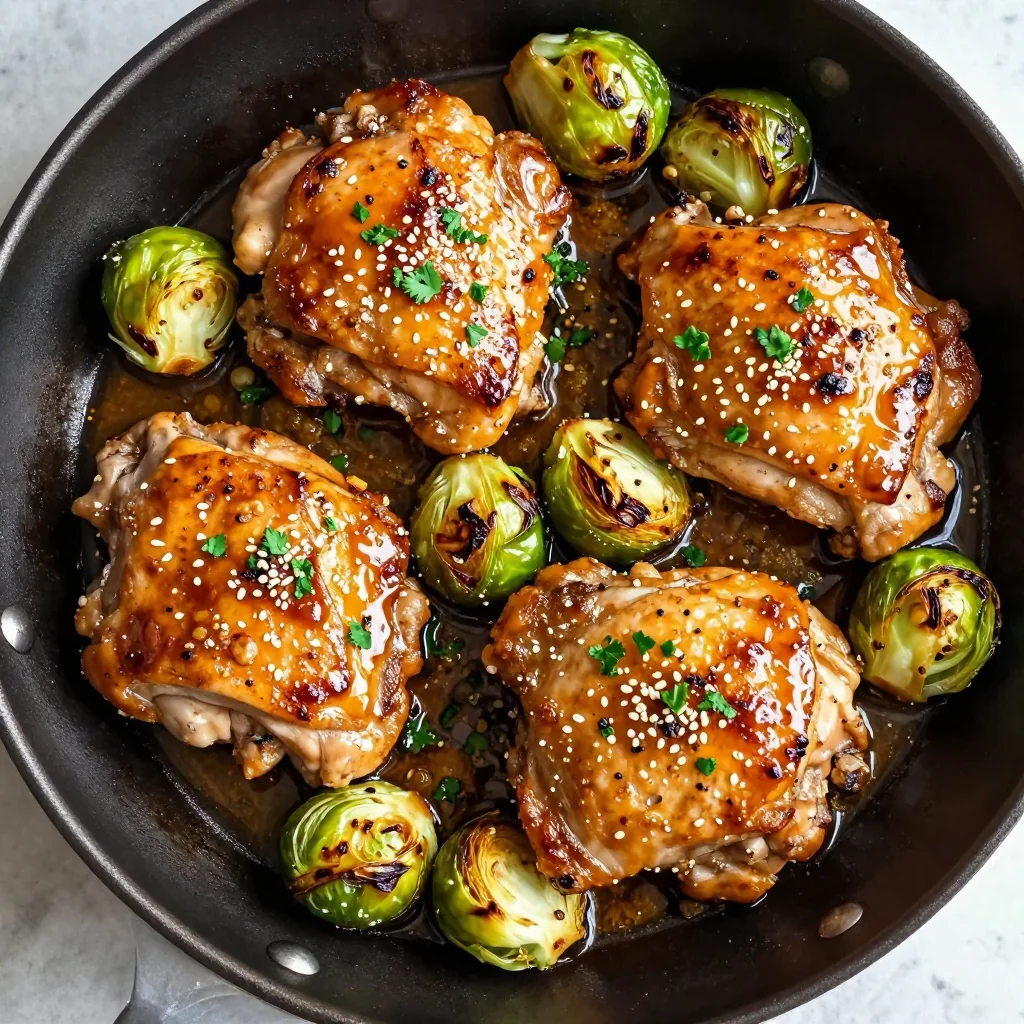 One Pan Honey Garlic Chicken And Brussels Sprouts