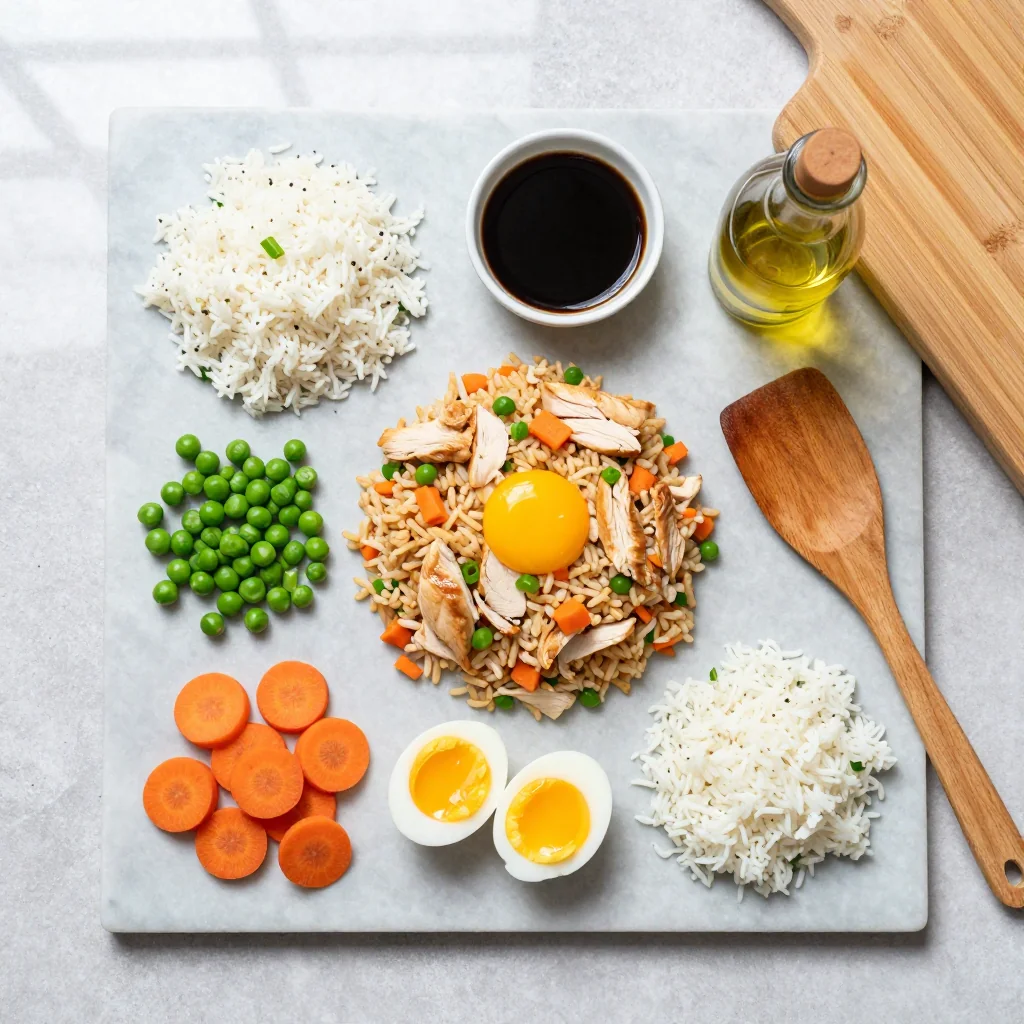 All ingredients for Chicken Fried Rice with Egg