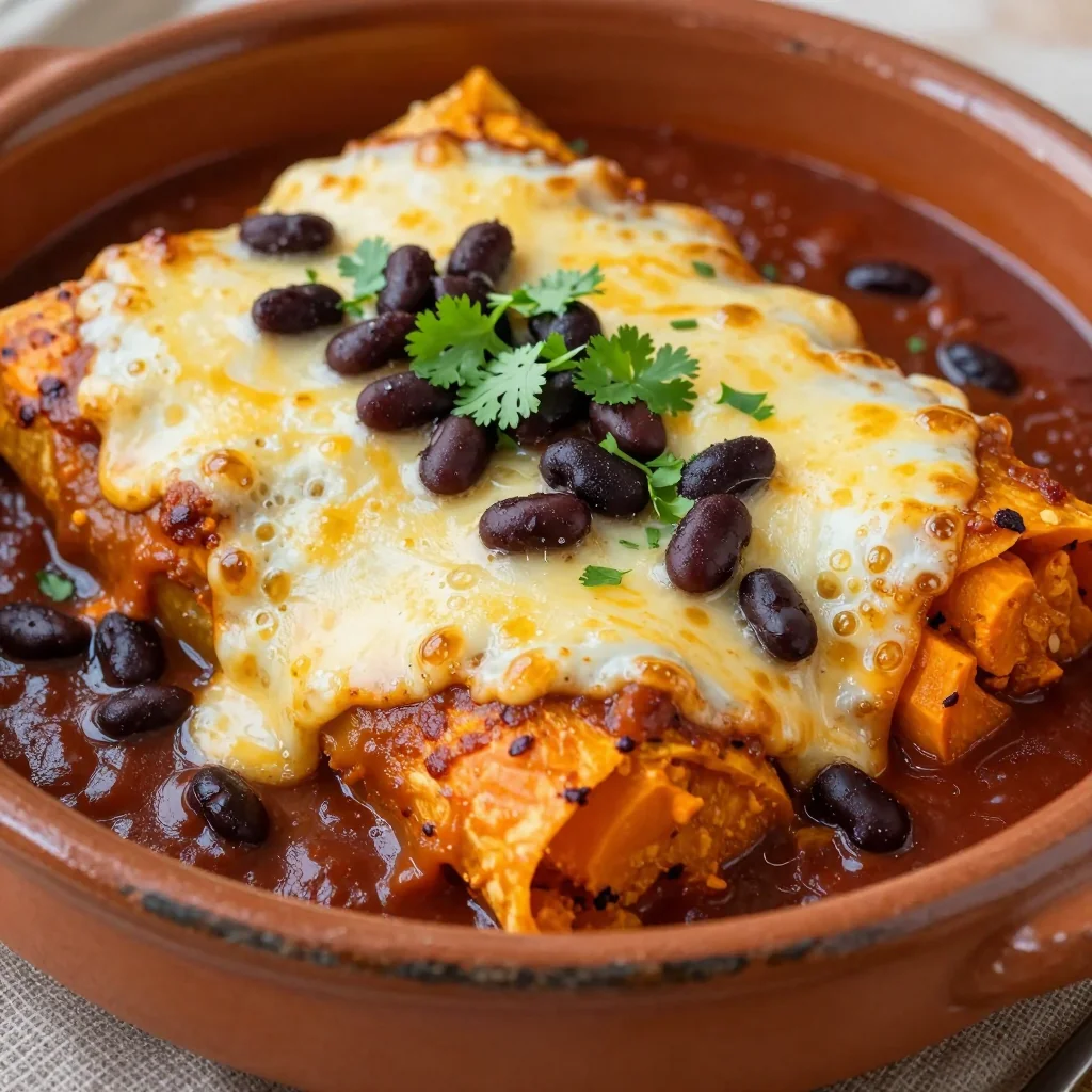 Healthy Sweet Potato and Black Bean Enchiladas