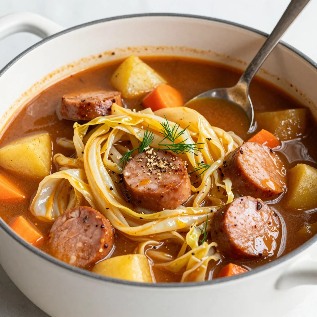budgetfriendly hearty cabbage and sausage stew for winter comfort