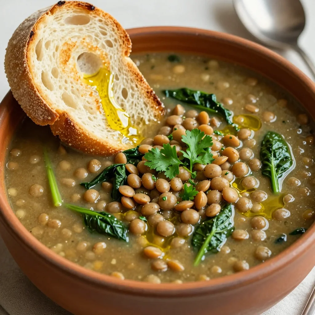 Cozy New Year's Day Lentil and Spinach Soup