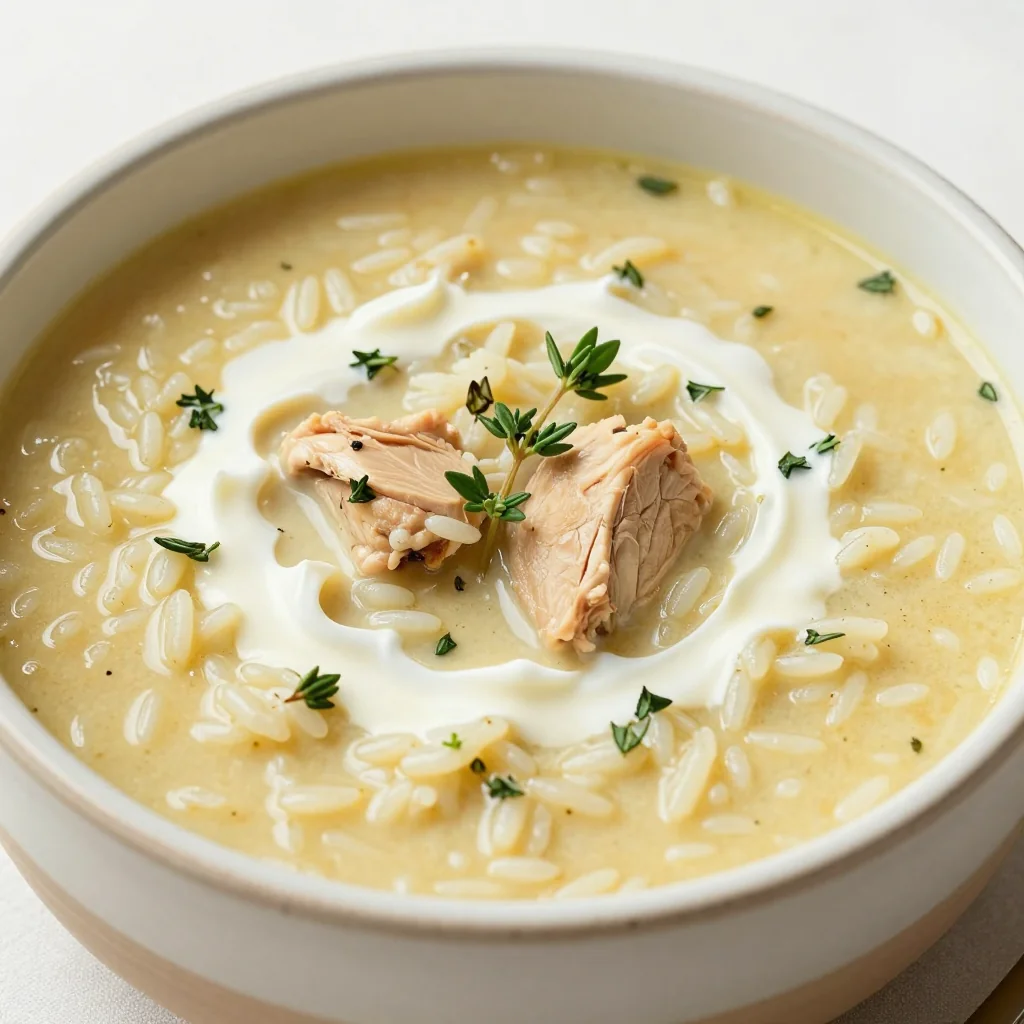 Creamy Chicken and Rice Soup with Thyme for a Cozy Lunch