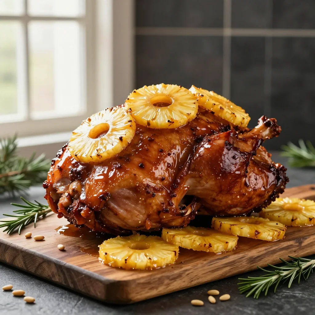 Glazed Ham with Brown Sugar and Pineapple Rings