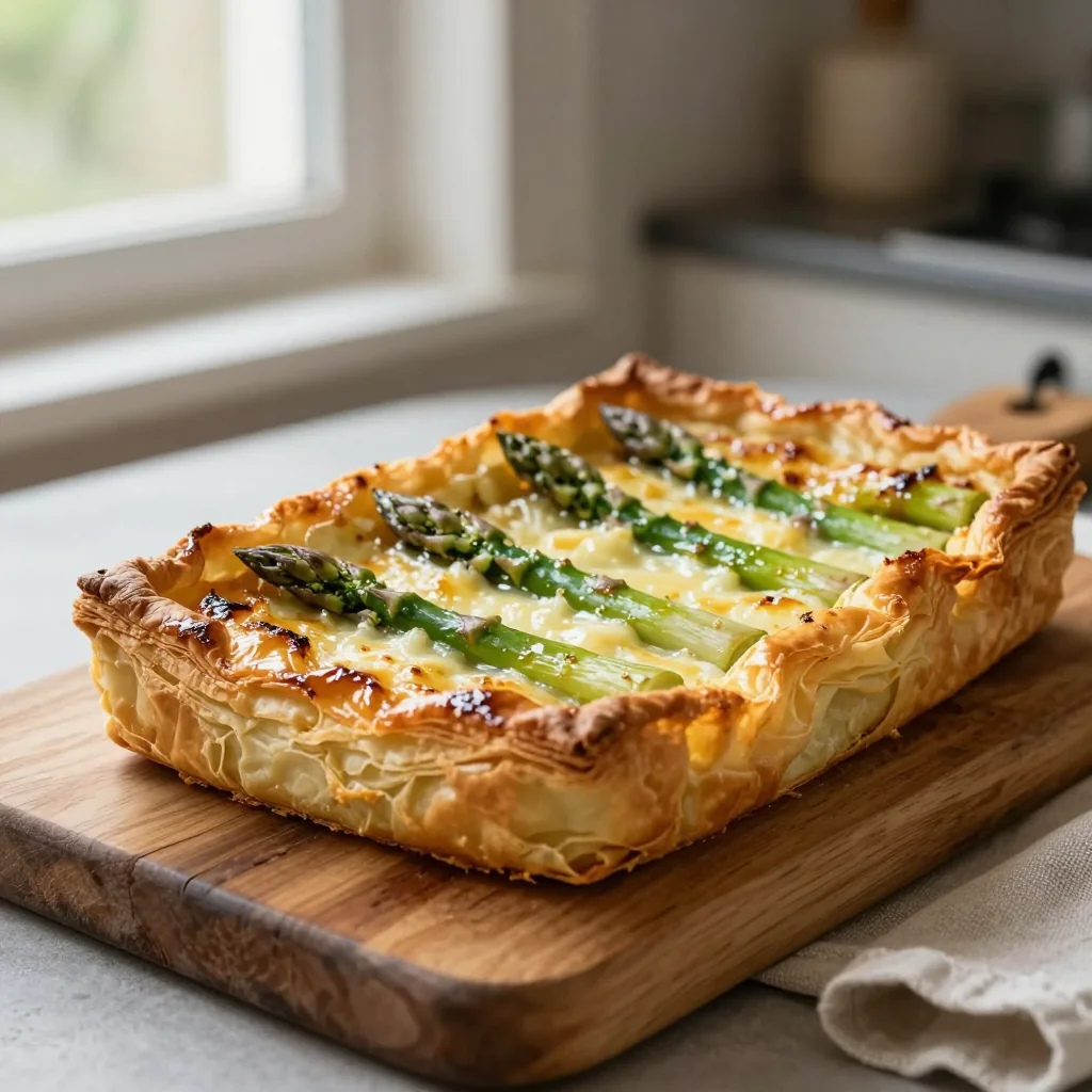 Asparagus Tart with Puff Pastry and Gruyere