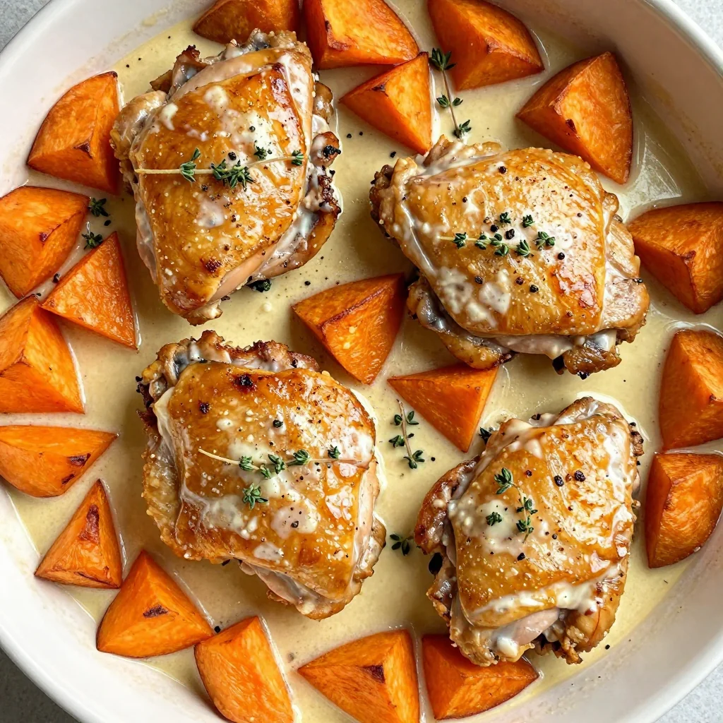 creamy garlic chicken and sweet potato bake for slow mornings