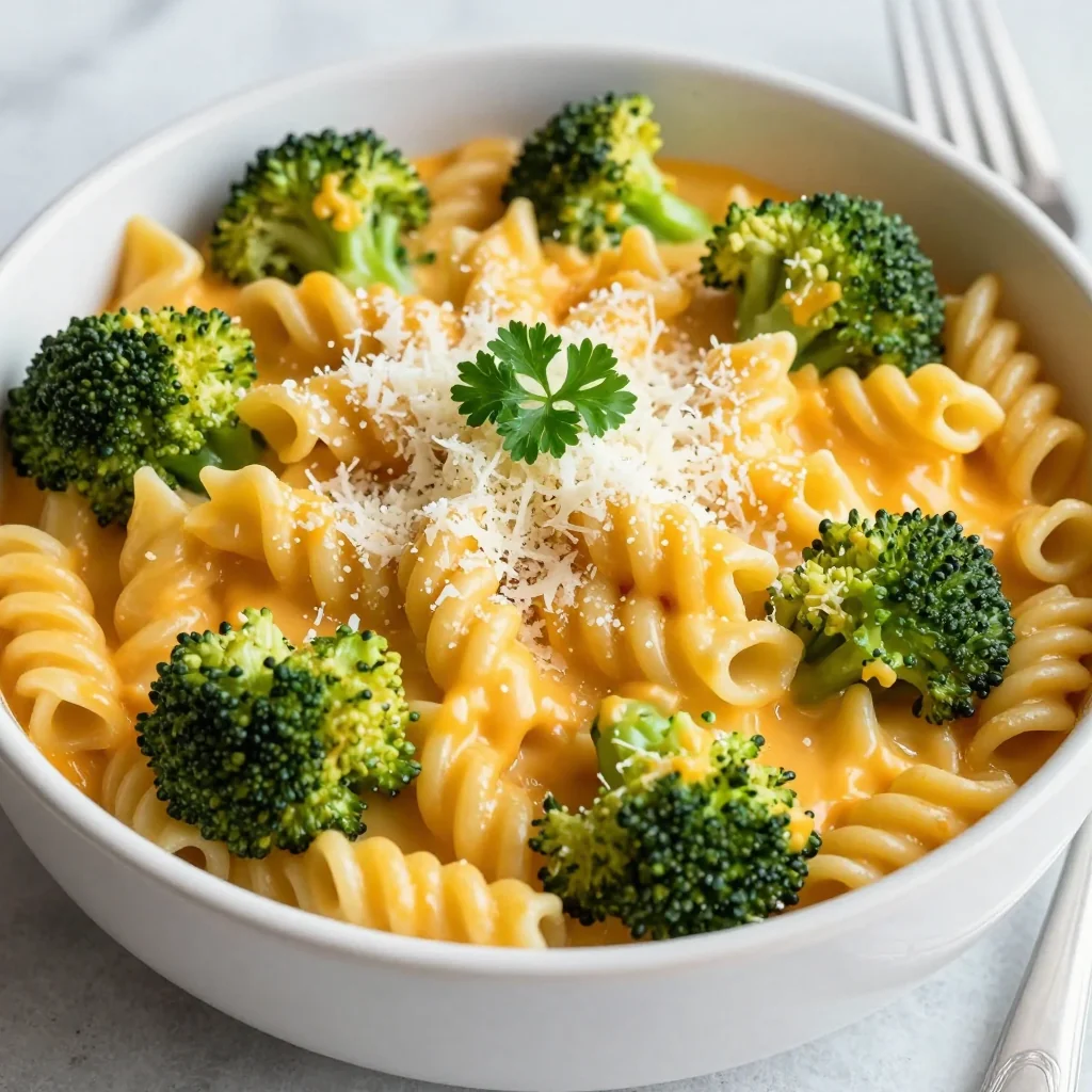 One Pot Cheesy Broccoli Pasta with Garlic and Butter