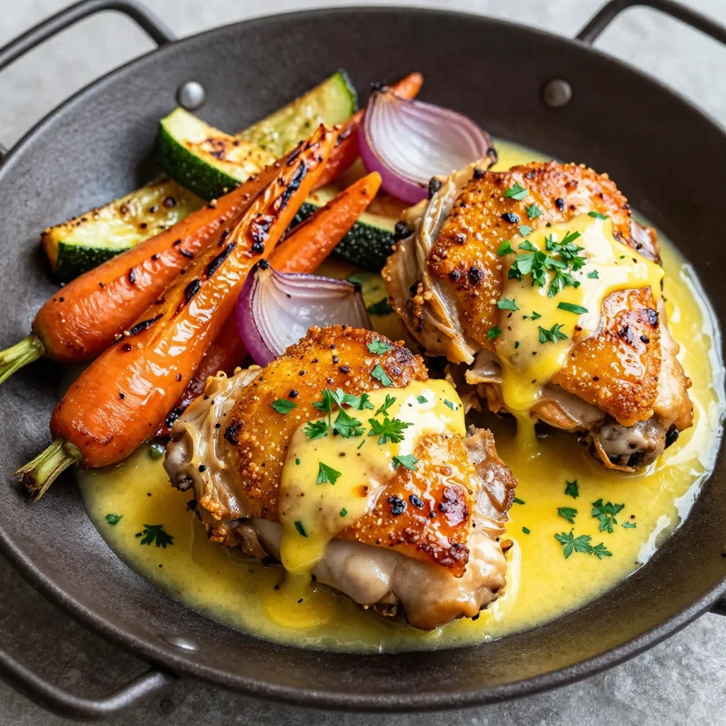 Quick Lemon Butter Chicken Thighs with Roasted Veggies