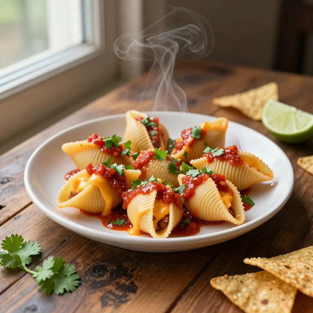 Taco Stuffed Pasta Shells with Cheddar
