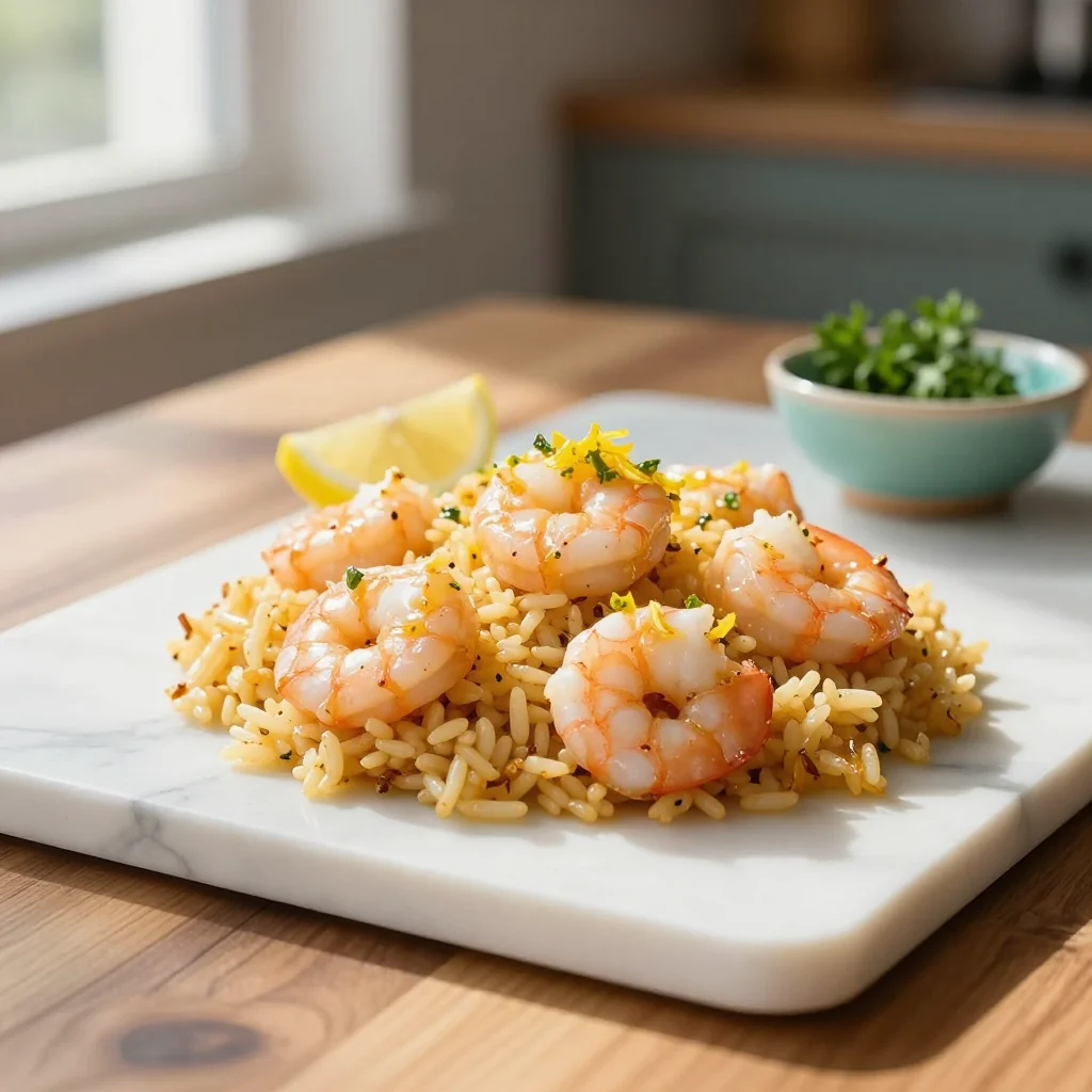 Lemon Garlic Shrimp with Rice